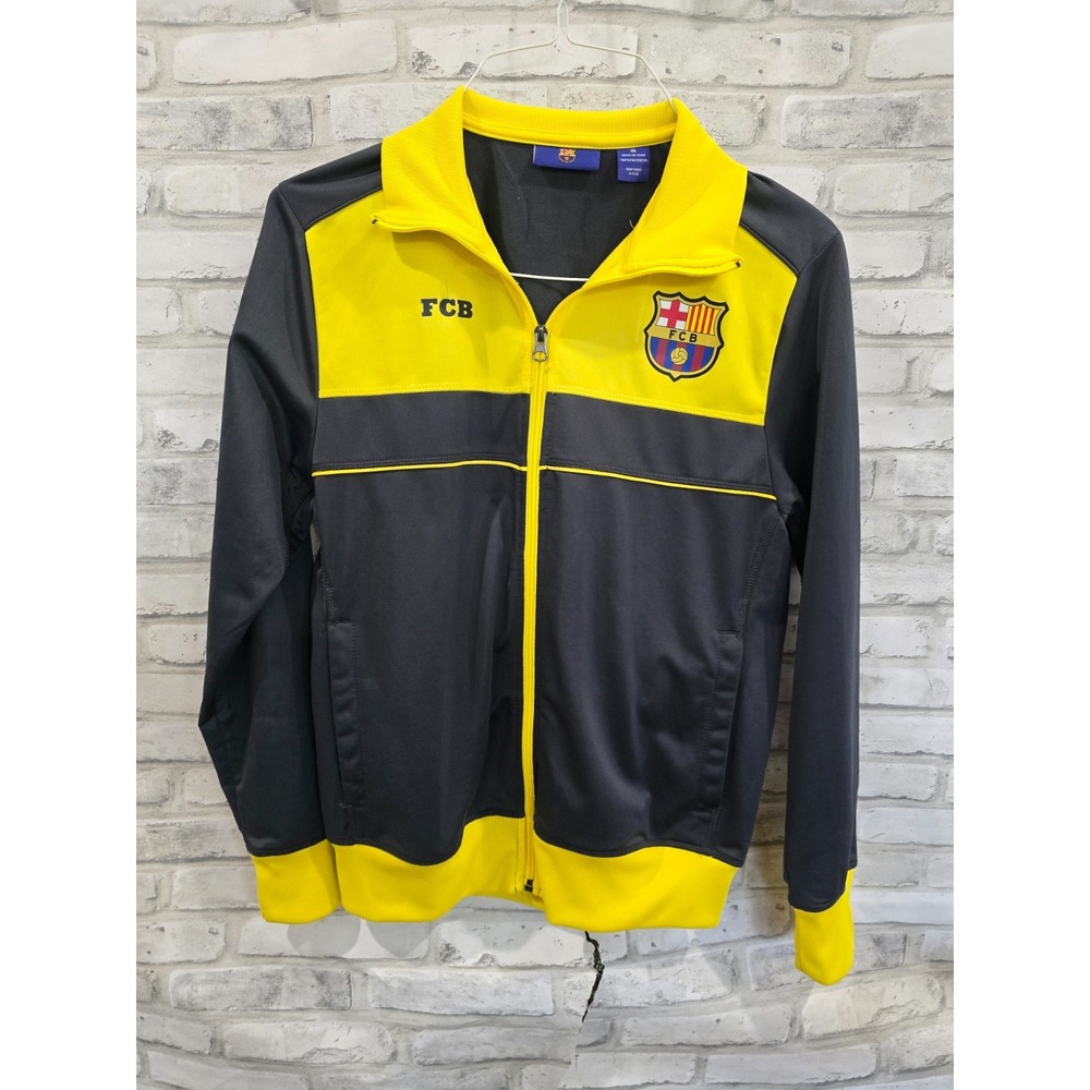 FC Barcelona Full Zip Yellow Gray Forca Barca Track Jacket Men's Small S